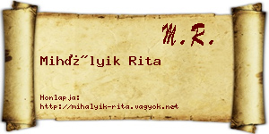 Mihályik Rita névjegykártya